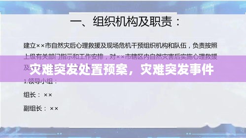 災(zāi)難突發(fā)處置預(yù)案，災(zāi)難突發(fā)事件 