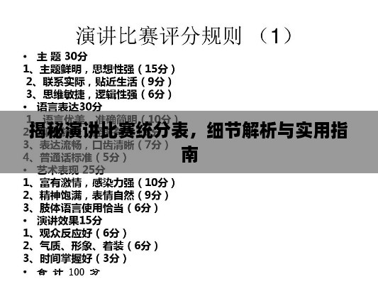 揭秘演講比賽統(tǒng)分表，細(xì)節(jié)解析與實(shí)用指南