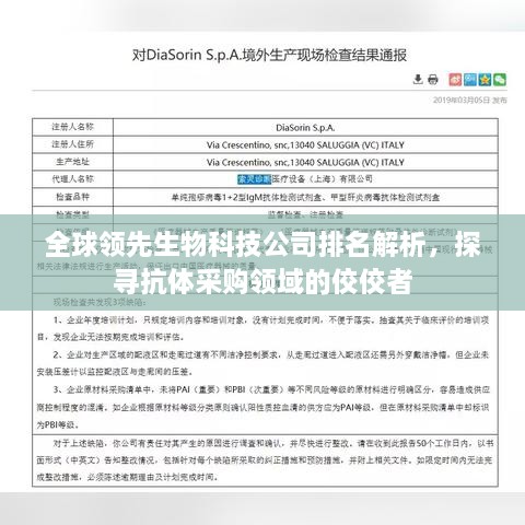 全球領(lǐng)先生物科技公司排名解析，探尋抗體采購領(lǐng)域的佼佼者