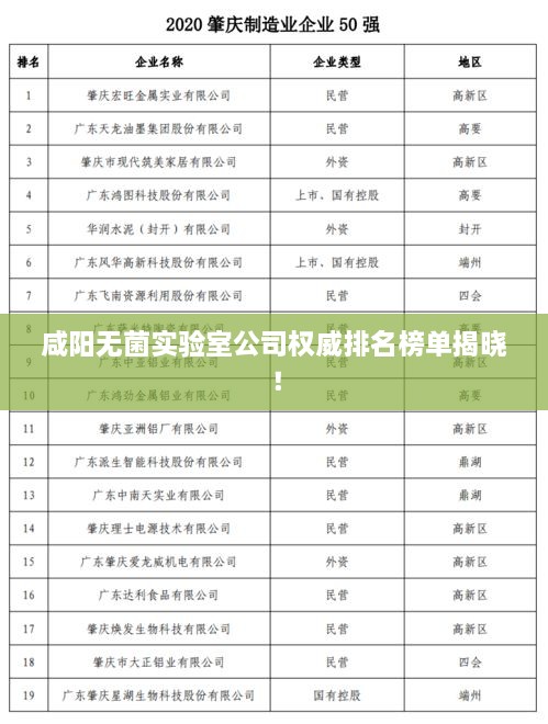 咸陽無菌實(shí)驗(yàn)室公司權(quán)威排名榜單揭曉！