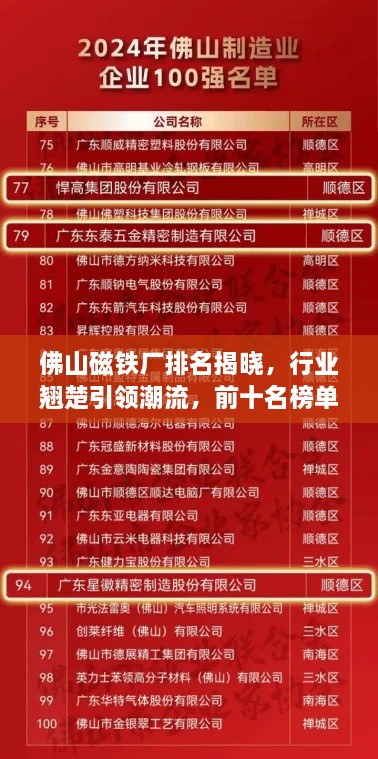 佛山磁鐵廠排名揭曉，行業(yè)翹楚引領(lǐng)潮流，前十名榜單全解析