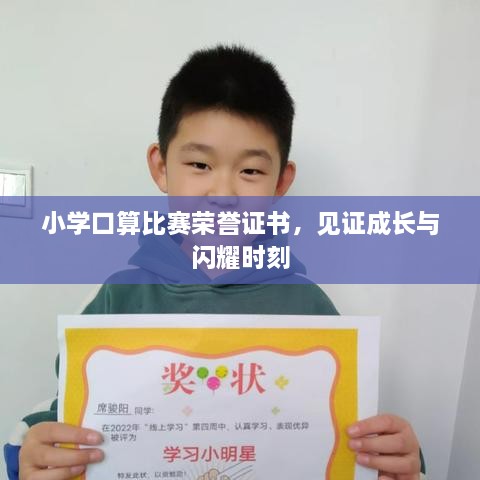 小學口算比賽榮譽證書，見證成長與閃耀時刻