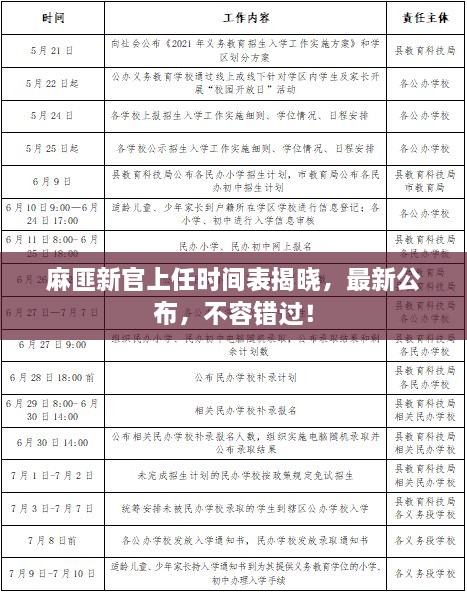 麻匪新官上任時間表揭曉，最新公布，不容錯過！