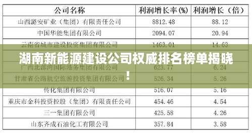 湖南新能源建設(shè)公司權(quán)威排名榜單揭曉！