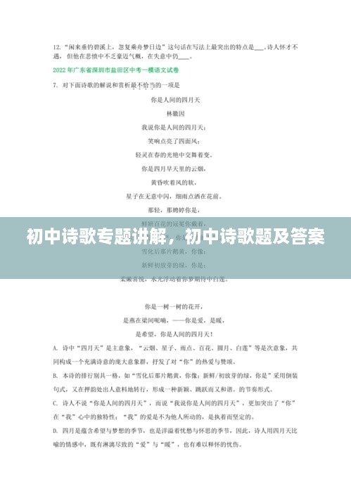 初中詩(shī)歌專題講解，初中詩(shī)歌題及答案 